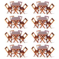 Kit 8 Conjunto Com Jogo De Mesa 60x60 Com 4 Cadeiras Dobráveis Imbúia - 1