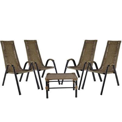 Conjunto Com 4 Cadeiras E Mesa De Centro Canadá Pequi