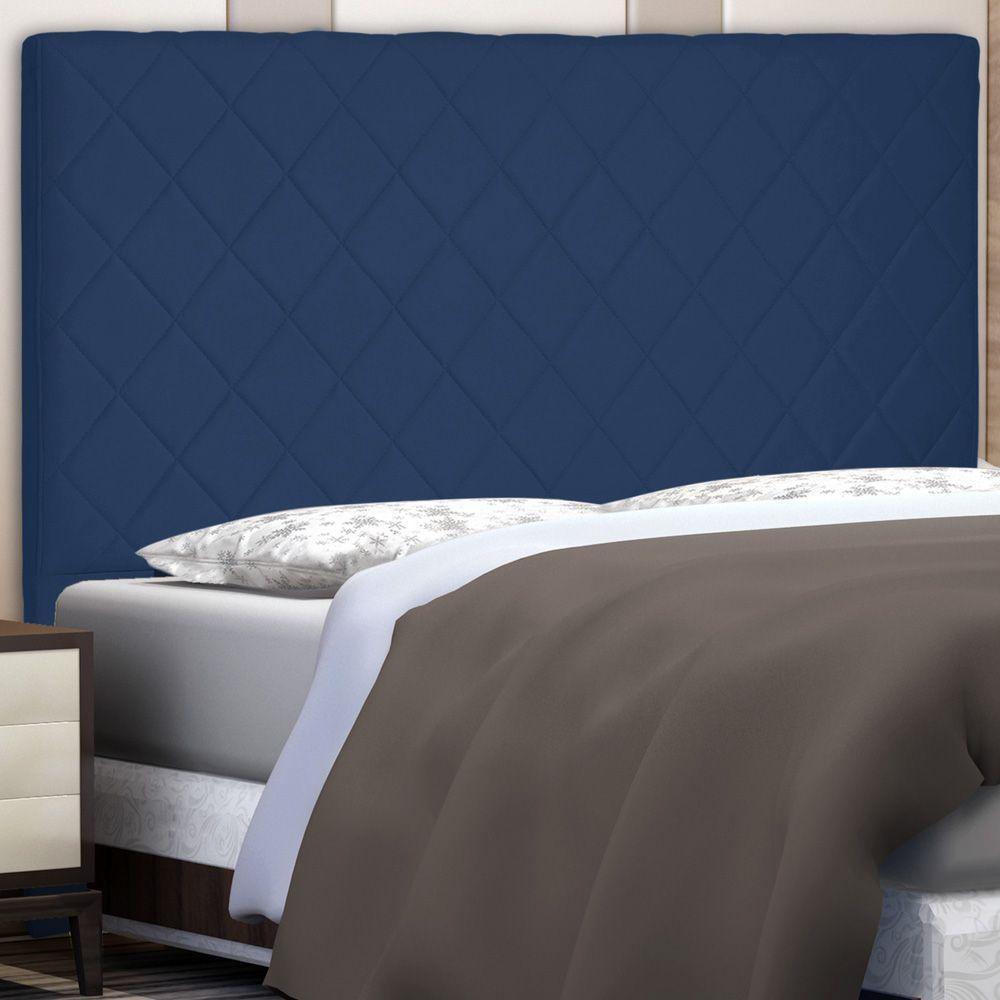 Cabeceira Estofada Box Queen Size 160cm Azul Marinho - 4