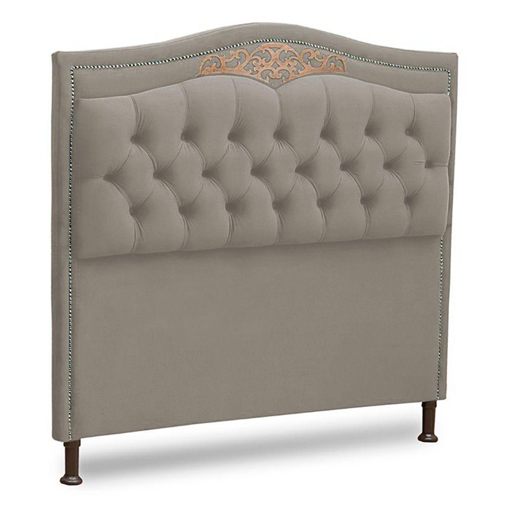 Cabeceira Estofada Box Casal Belize 140cm Veludo Marfim - 1