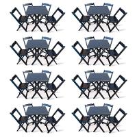 Kit 8 Conjunto Com Jogo De Mesa 70x70 Com 4 Cadeiras Dobráveis Preto - 1