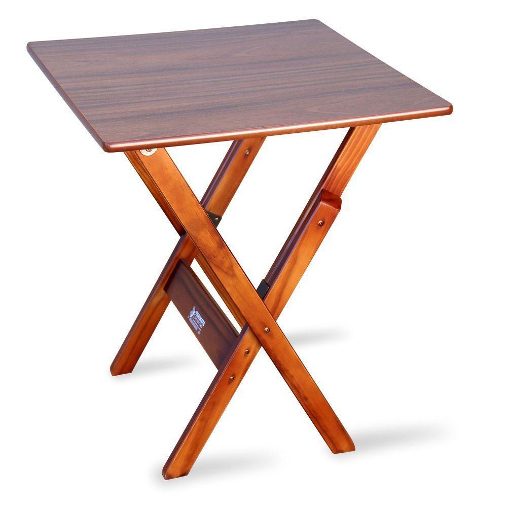 Jogo De Mesa Em Madeira Com 4 Caderias Dobravel Para Area De Lazer 70x70 Imbuia Cor: Marrom - 4
