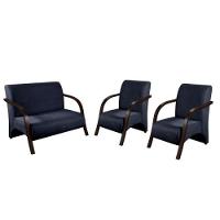 Conjunto Vênus Braço Madeira Suede Azul Bic - 1