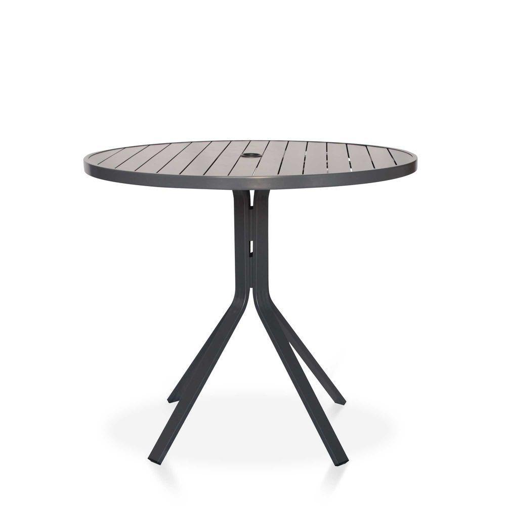 Conjunto 1 Mesa + 4 Cadeiras Em Alumínio + 1 Ombrelone Branco De 2 Metro - Graffite E Café Com Leite - 3