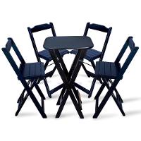 Conjunto De Bistro Com 4 Cadeiras Dobravel Preto Cor: Preto - 1