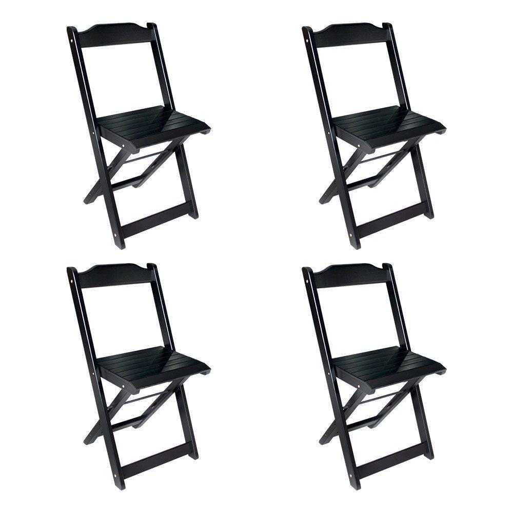 Jogo De Mesa 60x60 Com 4 Cadeiras Decor Preto Cor: Preto - 5