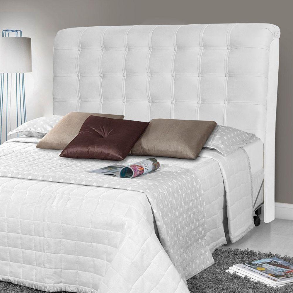 Cabeceira Estofada Cama Box Casal King Louise 195cm Branco - 4