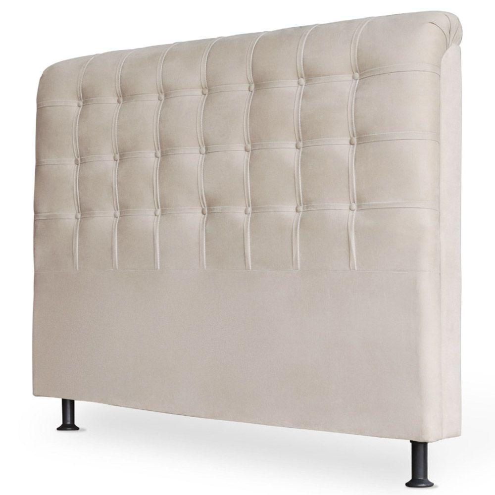 Cabeceira Estofada Cama Box Casal Louise 140cm Suede Marfim - 1