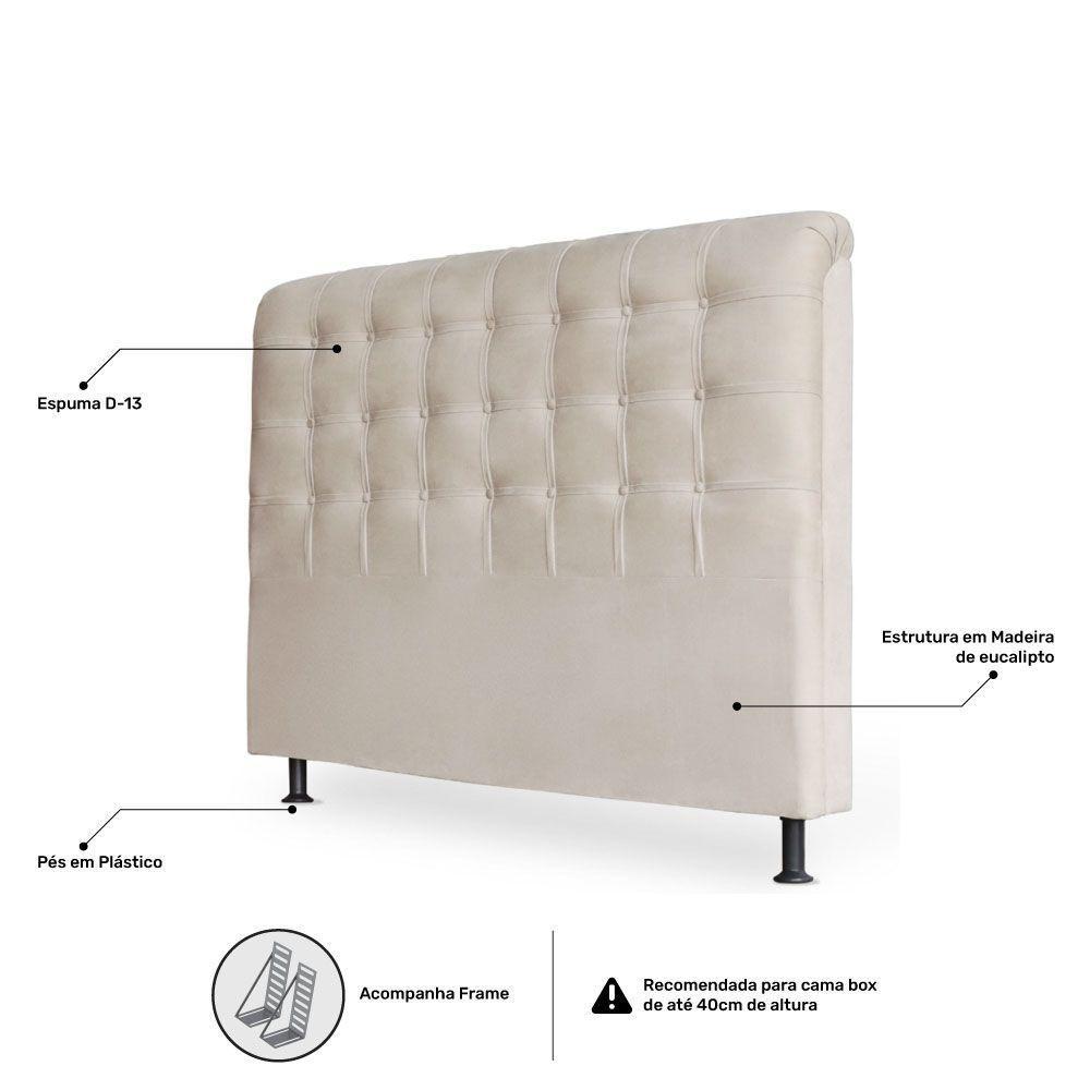 Cabeceira Estofada Cama Box Casal Louise 140cm Suede Marfim - 3