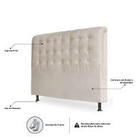 Cabeceira Estofada Cama Box Casal Louise 140cm Suede Marfim - 3