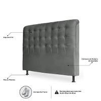 Cabeceira Estofada Cama Box Casal Louise 140cm Suede Cinza - 3