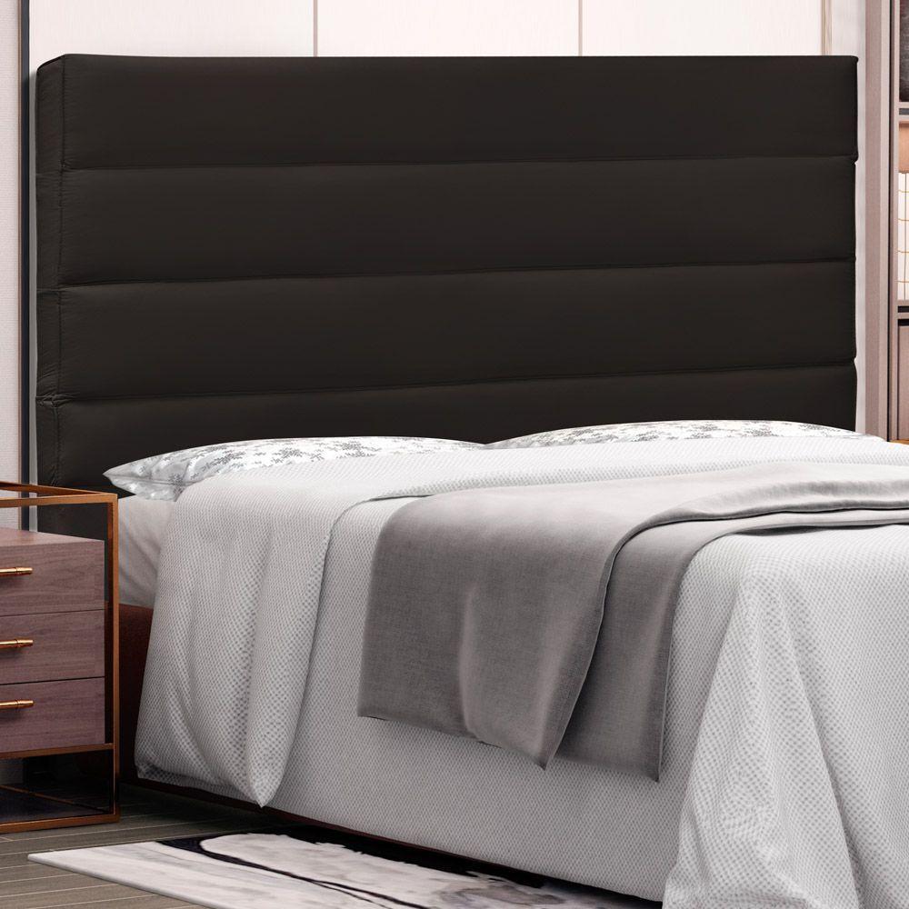 Cabeceira Estofada Cama Box Casal King Size 195cm Marrom - 4