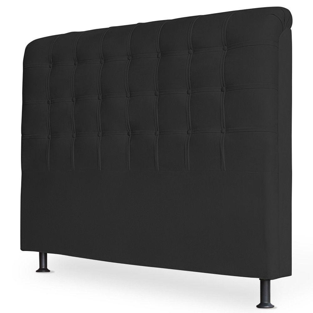 Cabeceira Estofada Cama Box Casal Louise 140cm Suede Preto - 1