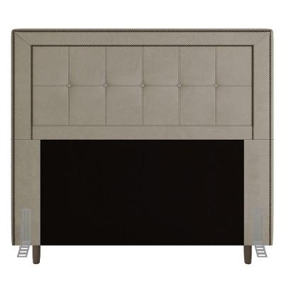 Cabeceira Box Solteiro 90cm Com Tachas E Frame Suede Bege