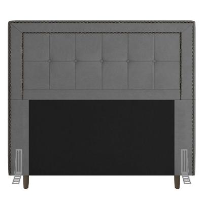 Cabeceira Box Solteiro 90cm Com Tachas E Frame Suede Cinza
