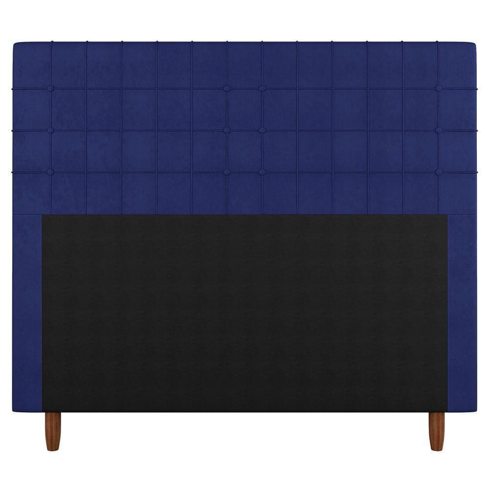 Cabeceira Cama Box Solteiro Parisis 90cm Veludo Azul - 4