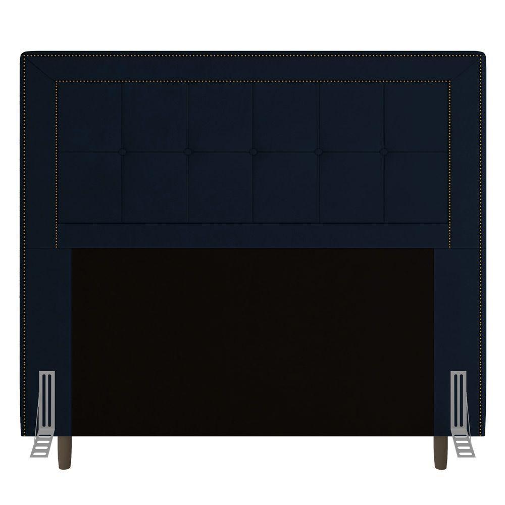 Cabeceira Box KingSize 195cm Com Tachas E Frame Azul Marinho - 1