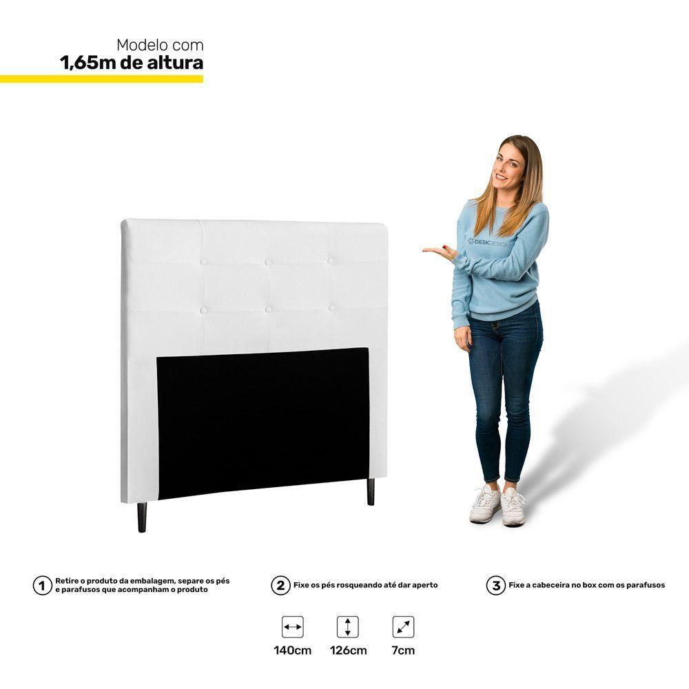 Cabeceira Cama Box Casal Luna 140cm Corano Branco - 3