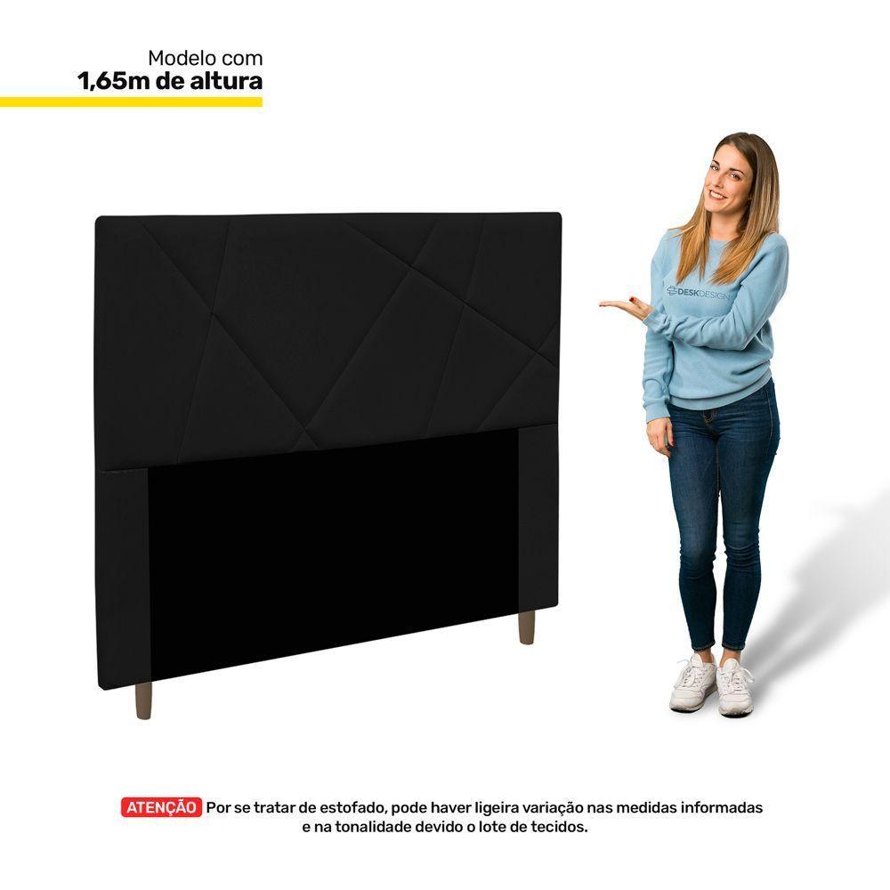 Cabeceira Cama Box Casal Mali 140cm Suede Preto - 3