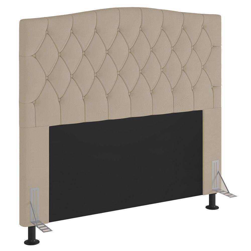 Cabeceira Estofada Box Casal Queen Size 160cm Com Frame Bege - 1