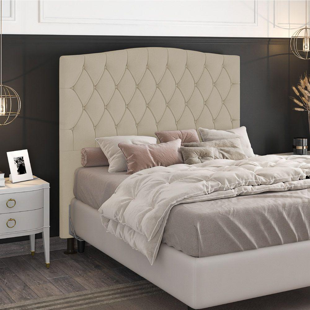 Cabeceira Estofada Box Casal Queen Size 160cm Com Frame Bege - 4