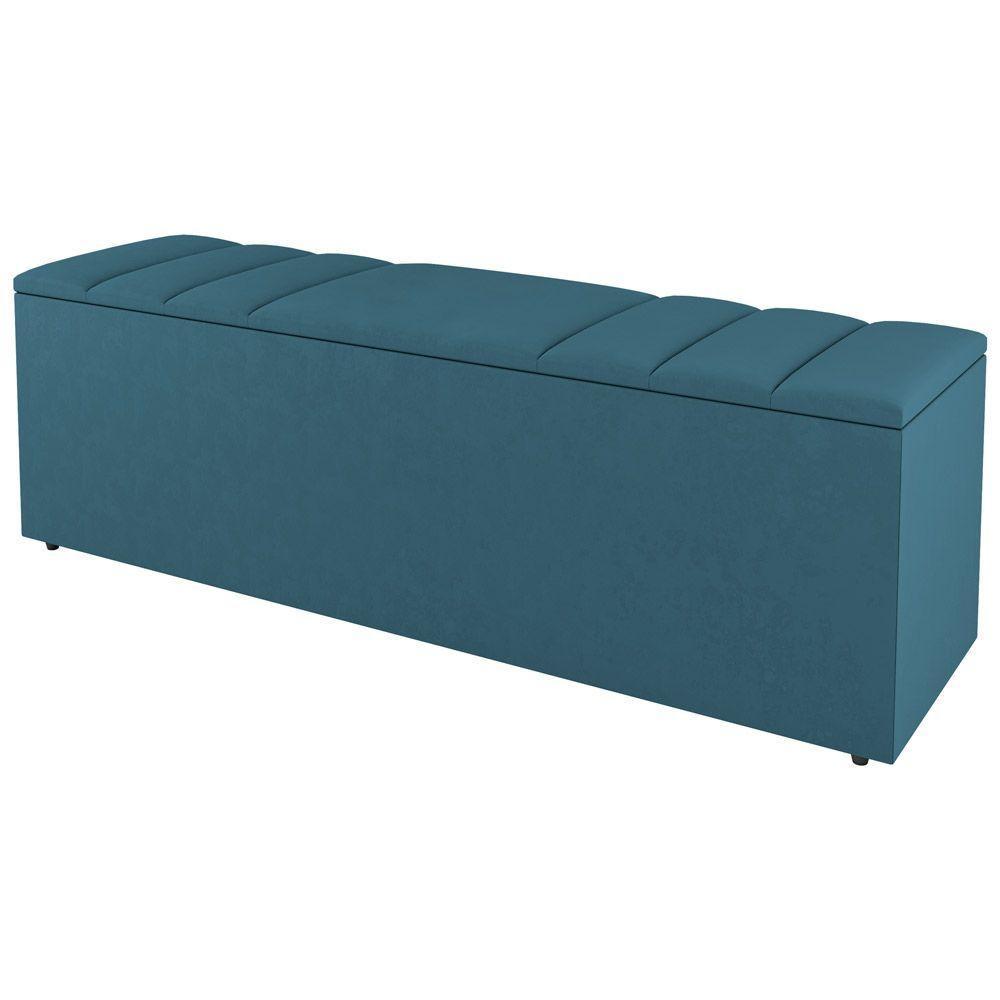 Cabeceira E Baú Cama Box Casal Grace 140cm Suede Turquesa - 2