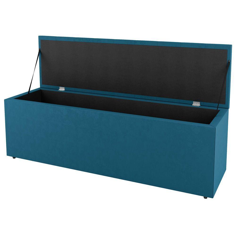Kit Cabeceira E Baú Cama Box Casal Cora 140cm Suede Turquesa - 5