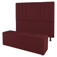 Kit Cabeceira E Baú Cama Box Casal Grace 140cm Suede Bordô - 1
