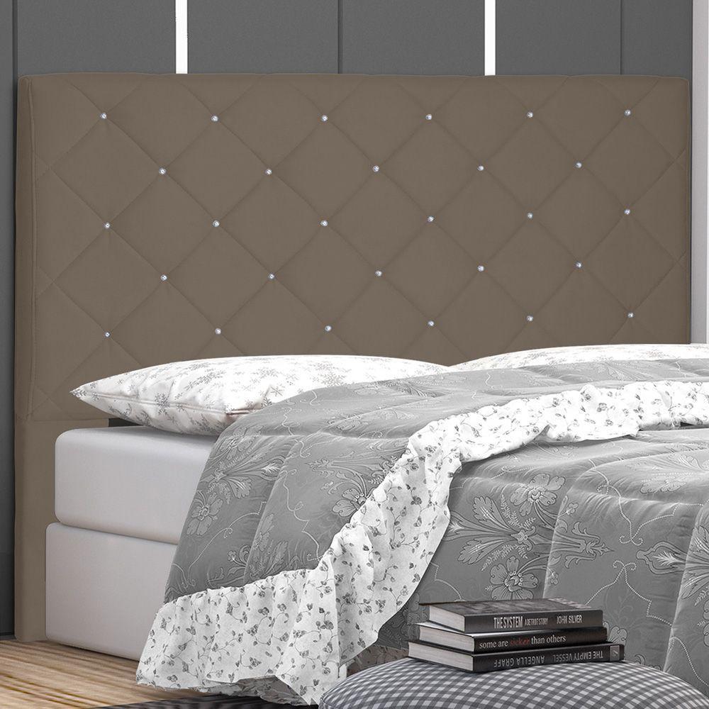 Cabeceira Estofada Box Casal King Size Tânia 195cm Caramelo - 4