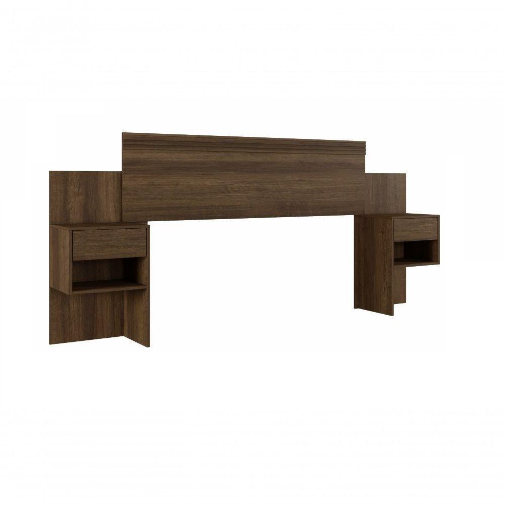 Cabeceira Master Com 2 Mesas De Cabeceiras 2 Gavetas Benetil Imbuia. - 1