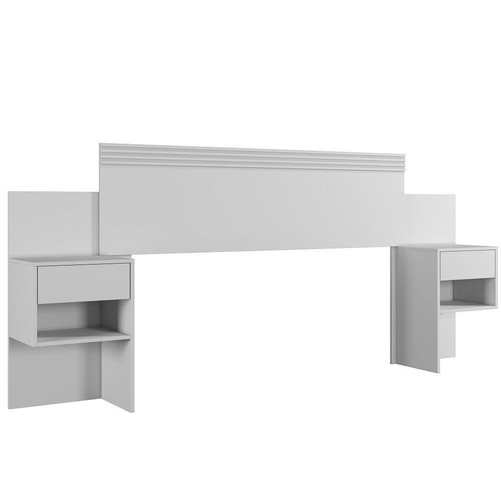 Cabeceira Master Com 2 Mesas De Cabeceiras 2 Gavetas Benetil Branco. - 1