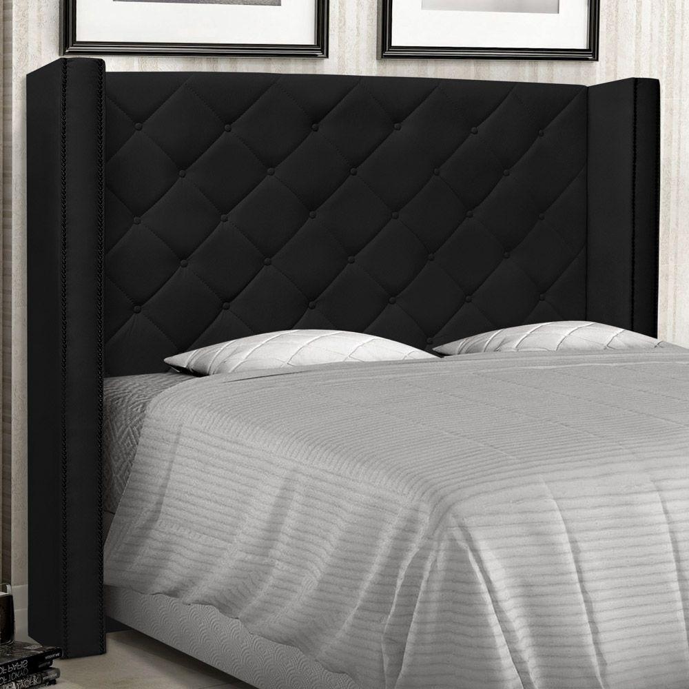 Cabeceira Estofada Box Casal Queen Size Alteza 160cm Preto - 4