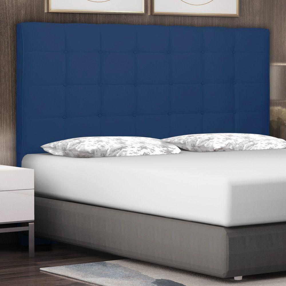 Cabeceira Estofada Box Queen Size 160cm Suede Azul Marinho - 4