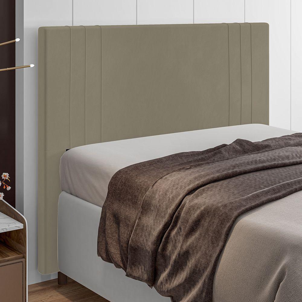 Cabeceira Cama Box Solteiro Ferrara 90cm Suede Bege - 8