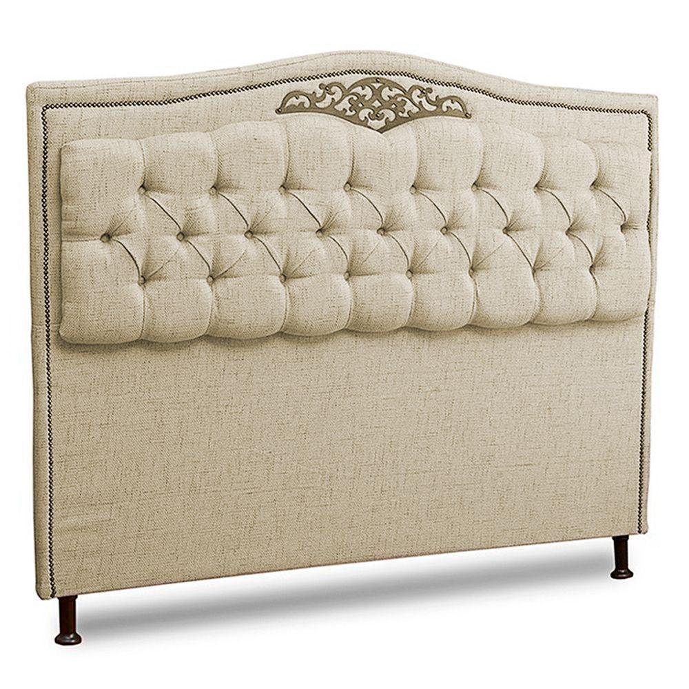 Cabeceira Estofada Box Casal Queen Size 160cm Linho Areia - 1