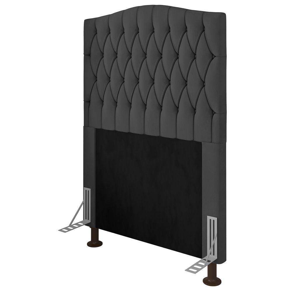 Cabeceira Estofada Box Solteiro Greta 90cm Com Frame Cinza - 1