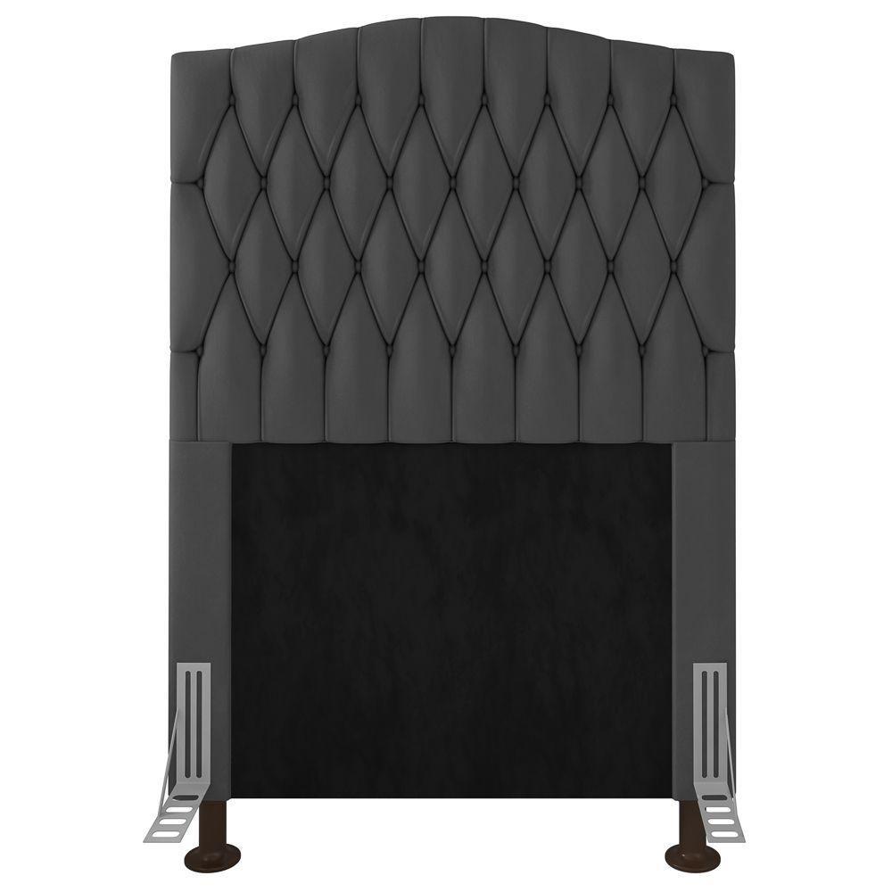 Cabeceira Estofada Box Solteiro Greta 90cm Com Frame Cinza - 3
