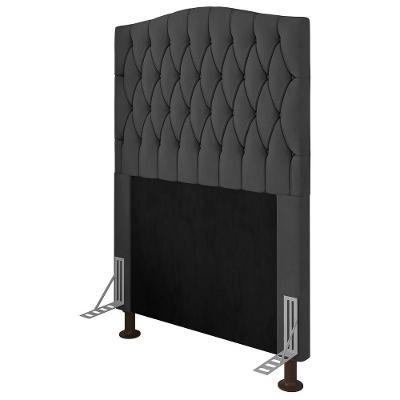 Cabeceira Estofada Box Solteiro Greta 90cm Com Frame Cinza
