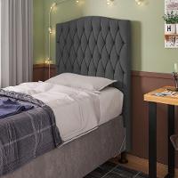 Cabeceira Estofada Box Solteiro Greta 90cm Com Frame Cinza - 4