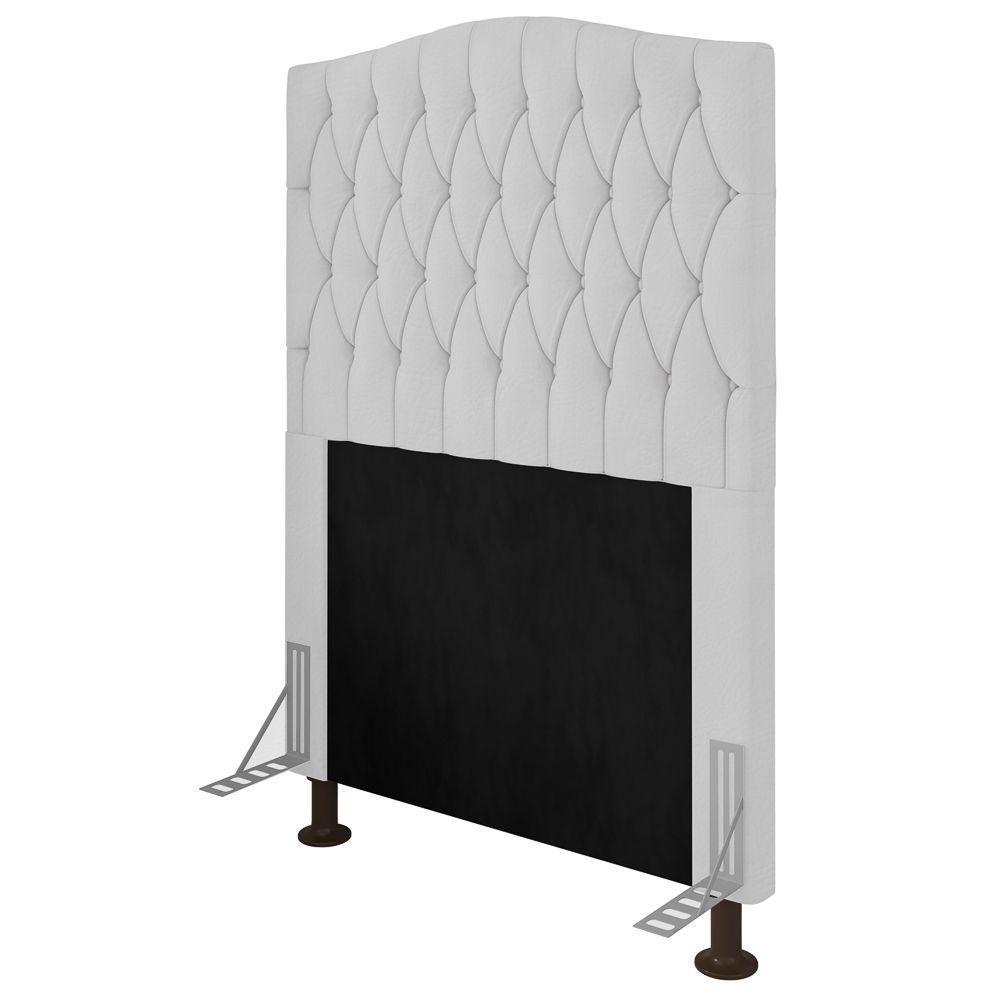 Cabeceira Estofada Box Solteiro Greta 90cm Com Frame Branco - 1