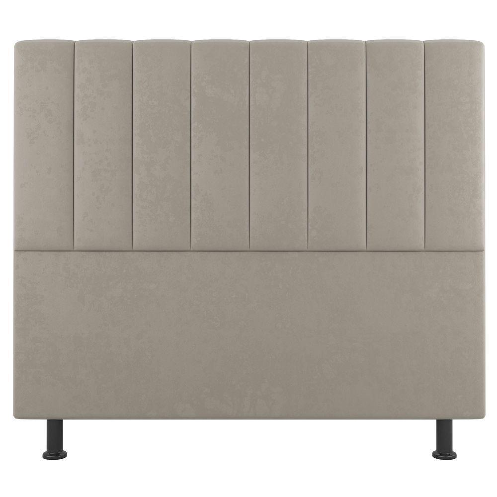 Kit Cabeceira E Baú Cama Box Solteiro Cora 90cm Suede Bege - 6
