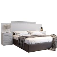 Cabeceira Império Com Mesa De Cabeceira 6 Gavetas Benetil Branco. - 1