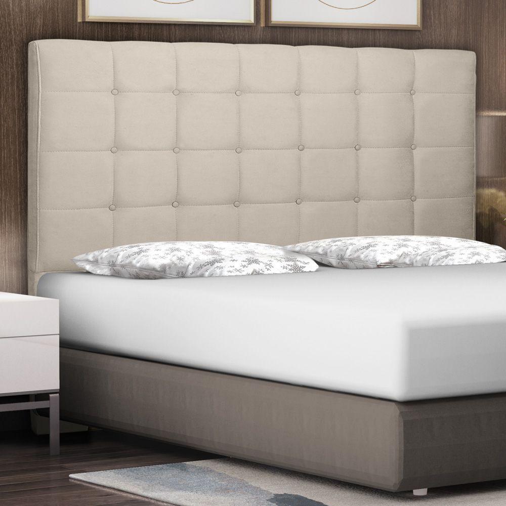 Cabeceira Estofada Cama Box Casal 140cm Suede Bege - 4
