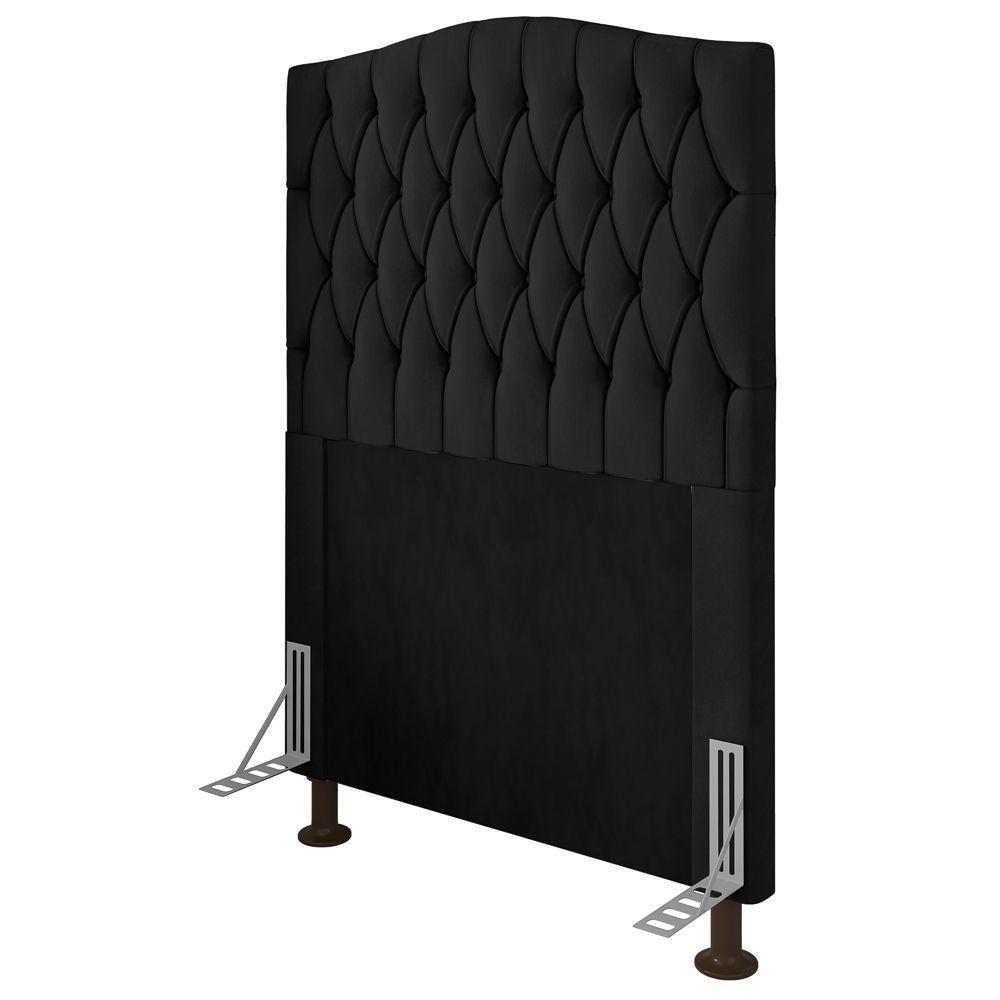 Cabeceira Estofada Box Solteiro Greta 90cm Com Frame Preto - 1