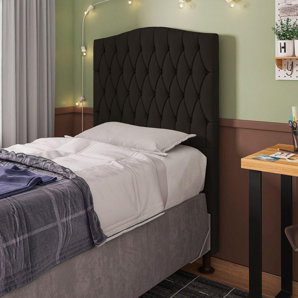 Cabeceira Estofada Box Solteiro Greta 90cm Com Frame Marrom - 4