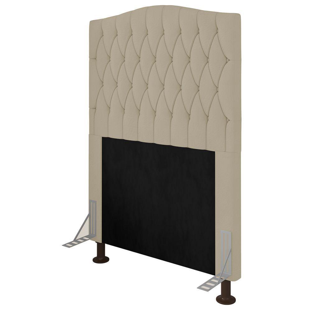 Cabeceira Estofada Box Solteiro Greta 90cm Com Frame Bege - 1