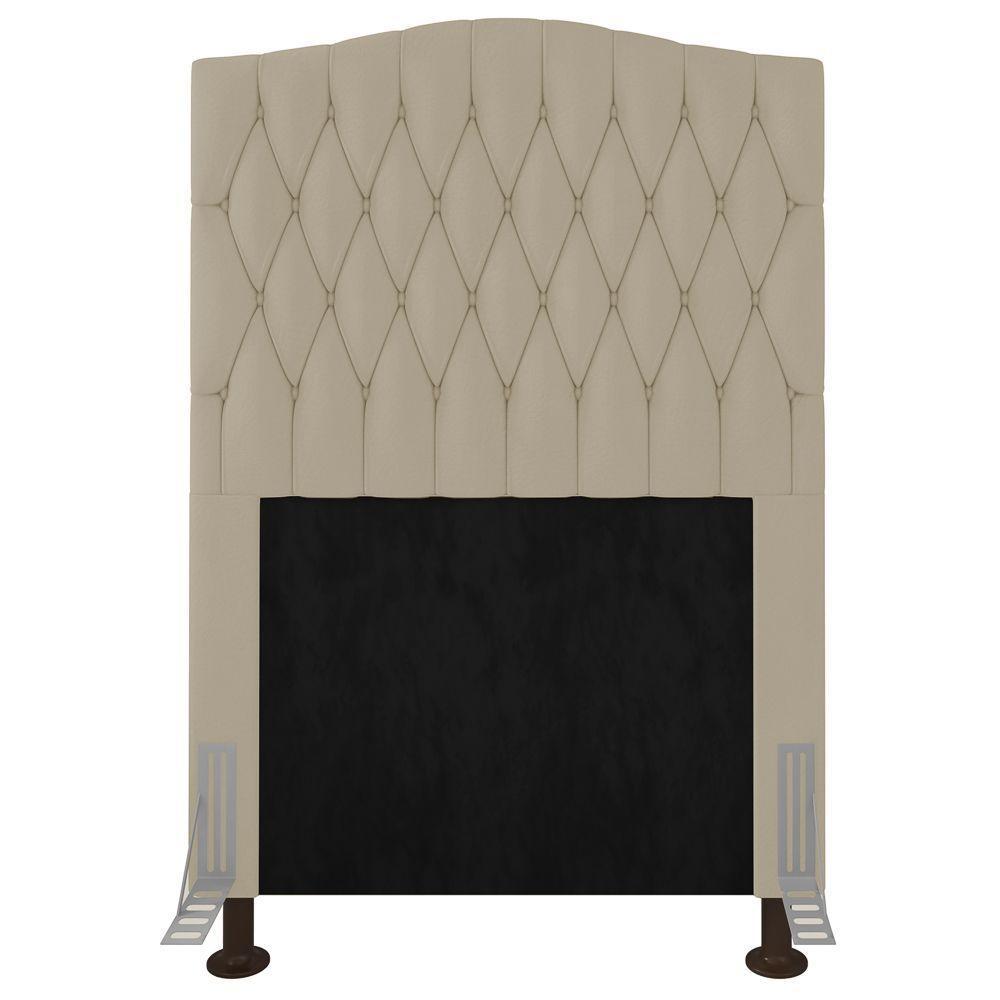 Cabeceira Estofada Box Solteiro Greta 90cm Com Frame Bege - 3