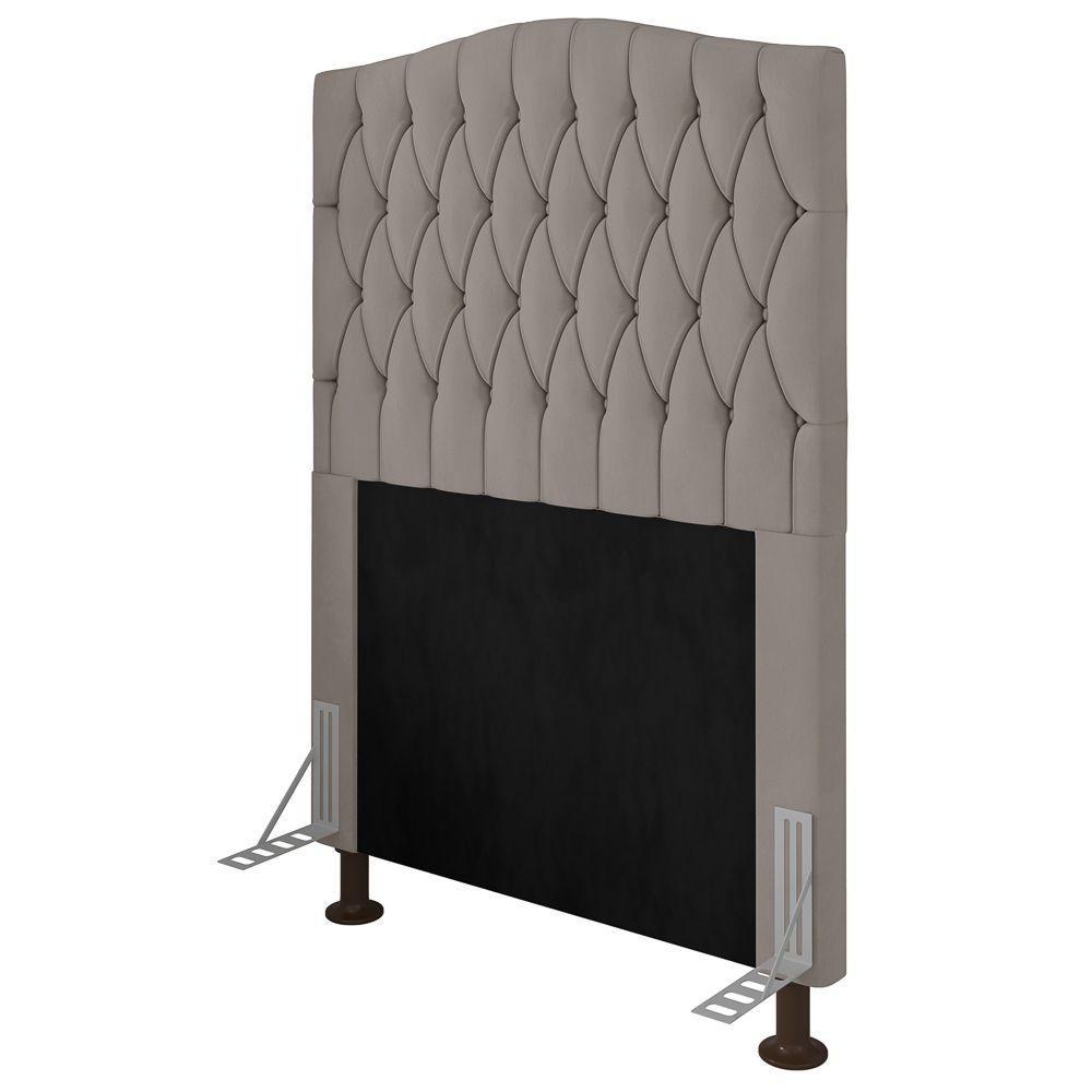 Cabeceira Estofada Box Solteiro Greta 90cm Com Frame Bege - 1