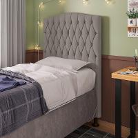 Cabeceira Estofada Box Solteiro Greta 90cm Com Frame Bege - 4