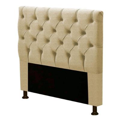 Cabeceira Estofada Box Solteiro Cristal 90cm Linho Areia